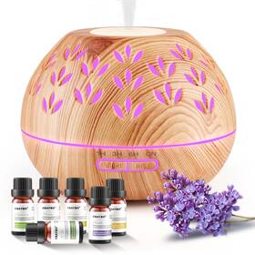 One Fire 930007724149 Essential Oils Diffuser - 6 Pack 500ml 8 Colors Quiet Wooden Ultrasonic D