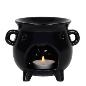 13841 Pacific Trading Shiny Black Cauldron Oil Burner Ceramic Home Decorative Collectible