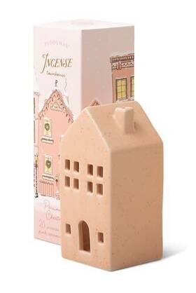 Paddywax 647658045092 Holiday Town Incense Holder With 20 Cones 4.15 Inch Tall Pink Townhouse