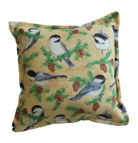 F2327 Paine Products Balsam Fir Filled Pillow Chickadees Pine Cone Branch Bird 6x6 Inch Sachet Paines Usa