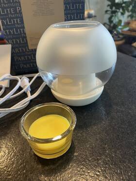 P92981 Partylite Scentglow Warmer - Clear With Frosted Band-warmer Cord And Melt-nib