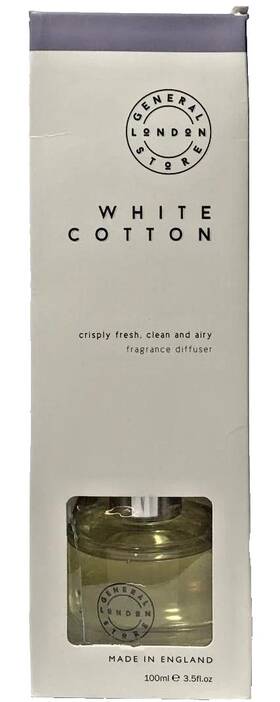 S011954 Pecksniffs White Cotton Fresh Clean Fragrance Room Diffuser Reeds 3.3oz 100ml