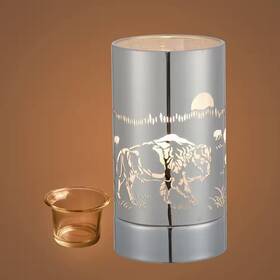 Peterson Artwares 313051952939 7 Inch Touch Lamp/oil Burner/wax Warmer-silver Bison