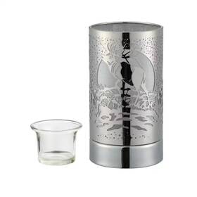 Peterson Artwares 313057495492 7 Inch Touch Lamp/oil Burner/wax Warmer- Silver Elk
