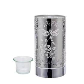 Peterson Artwares 705353914218 Silver Dragonfly Touch Lamp Essential Oil Diffuser And Wax Warmer