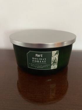 Ab1907 Pier 1 New Unused Holiday Forest 4 Wick 30oz Scented Candle Green Sparkle Glass