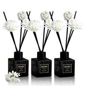 Pierides 753165442580 Reed Diffuser Set Of 3 Jasmine Scented Oil With 15 Sticks 50ml X