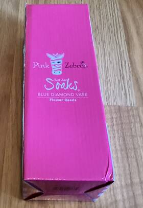 4015552 Pink Zebra Just Add Soaks Blue Diamond Vase With Flower Reeds New 9 Inch Refillable