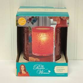 033-001-78019 Pioneer Woman Wax Warmer Amelia Coral Embossed Glass Full Size Fragance