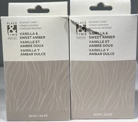 Place & Time 196981074496 2 Pack Dmg Box And Vanilla Sweet Amber Incense Cones 20pc