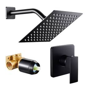 Pf-853 Popfly Black Shower Faucet Set High Pressure 8 Inchs Square Rainfall