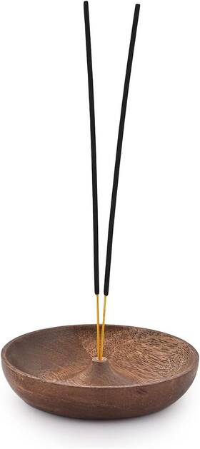 8-09581-70153-1 Prabhujis Gifts Wooden Incense Bowl Holder 5 Inch X5 X 1 Aromatherapy Ash Catcher Plate