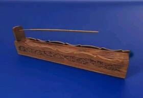 If196 Puckator Wooden Incense Burner With Filagree Carved Sides Hidden Storage Ash Catcher