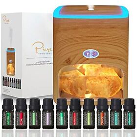 Pure Daily Care Himalayan Pink Salt Diffuser And 10 Essential Oils Therapeutic
