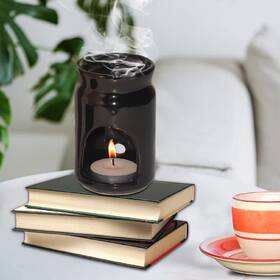 Pure Source India Psi-a-212blk1tlt Ceramic Tea Light Candle Holder Essential Oil Burner Wax Melt Incense A