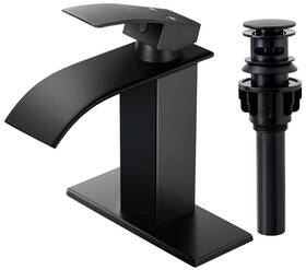 Am-003b-dp-xs Qomolangma Waterfall Bathroom Faucet Matte Black Modern Single Handle Bathro