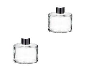 Yyu27691b Quupy 2 Pcs 50ml/1.7oz Clear Round Empty Glass Diffuser Bottles Jars Containers Fragra