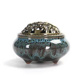 Olk780237 Rchnow Ceramic Incense Burner Coil Cone Stick Holder Fambe Blue