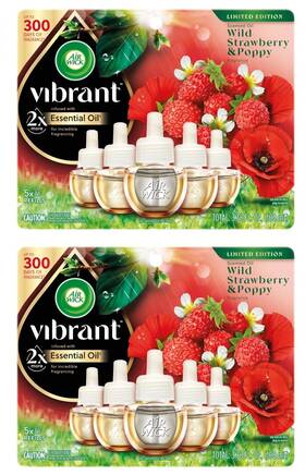 6233801068 Reckitt Air Wick Plug In Scented Oil Refill Wild Strawberry And Poppy Fruit Floral 10 Ct