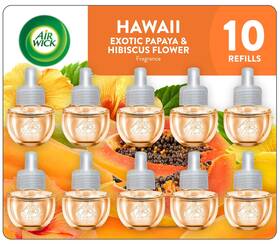 Reckitt Benckiser 062338019215 Plug-in Air Freshener Scented Oil Refills Papaya And Hibiscus Flower 10 Count