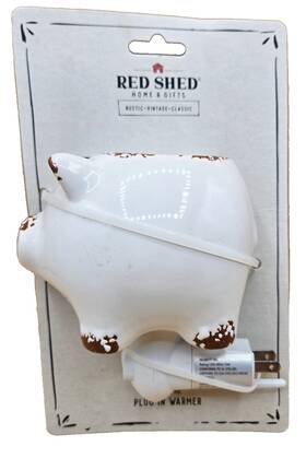 2343140 Red Shed White Rustic Ceramic Pig Plug-in Wax Warmer By Brand New