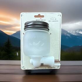 2518714 Red Shed Plug-in Wax Warmer Glass Mason Jar Design White Wall