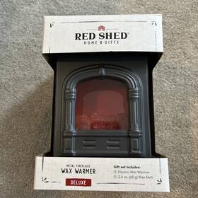 Red Shed 749394310929 Metal Flickering Fireplace Wax Warmer Convincing Fire Used In Box