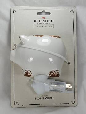 C95118 Red Shed Ceramic Pig Plug-in Wax Warmer Nib Plus One Free Scent