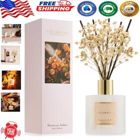 Reed Diffuser 764923400971 Moroccan Amber Set - Long-lasting 6.7 Fl. Oz With Sticks And Flowers