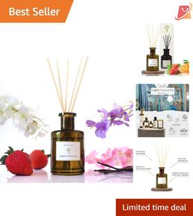 Reed Diffuser 793618338121 Glass 6oz Strawberry Vanilla Musk Home Fragrance Decor Gift Set