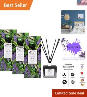 Reed Diffuser Set 850027181806 Lavender - Long-lasting Essential Oil Air Freshener Pack Of 3
