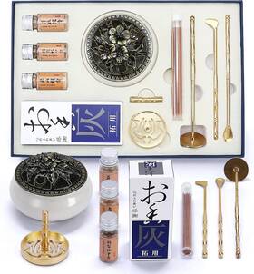 Hx1990 Relchane Incense Burner Kit 10 Pcs Making Set With Ceramics Holder Brass Seal