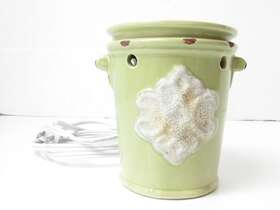 3174045 Rimports Wax Melt Warmer Light Green With Filigree Details Farmhouse Rustic 5 X 4 Inch