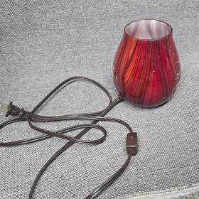 Bh46-060-999-08 Rimports Red Swirl Art Glass Electric Wax Warmer Accent Lamp