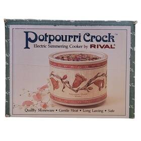 3209 Rival 073056001833 Vtg 80s Potpourri Crock Pink Tulip Floral Home Fragrance Stoneware