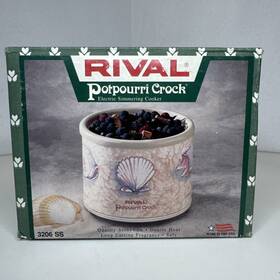 Rival 073056005824 Vtg 80 S Potpourri Crock Sea Shell Stoneware Fragrance Simmer Made Usa Euc