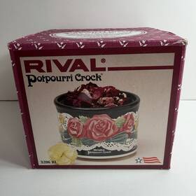 3206-rl Rival Vintage Potpourri Crock 3206 Rl Rose Floral Farmhouse Cottagecore 90s New