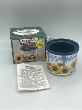 3206-sf Rival Vintage 90 S Potpourri Crock Pot #3206 Sf Blue With Sunflowers