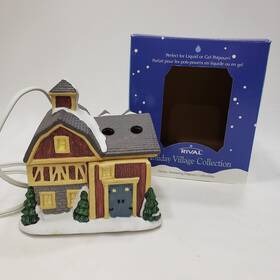3601 Rival Christmas Potpourri Simmer Pot Electric Ceramic Snowy Barn Holiday Village