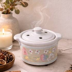 Pp2-2418wa Robeson Vtg Potpourri Fragrance Warmer Floral White Electric Ceramic