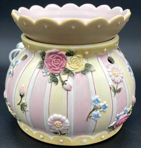 Robin Betterly 751561706619 Betterley Rose And Pearl Tart Wax Melt Warmer Floral Stripes Electric-flaws