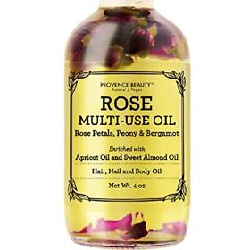 Rose Multi-use Oil For Face Body And Hair 4oz Organic Blend Of Apricot