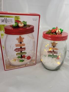 San Miguel 769072200878 Holiday Inch North Pole Glass Jar Lighting 4.5x6 Includes 15 Led Lights