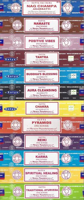 Satya 818014024338 Set Of 12 Nag Champa Namaste Positive Vibes Tantra Buddha Blessing Aura Clean