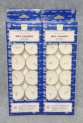 Satya 904245402631 2 Pack Nag Champa Scented T-lite Candles 12/box - 24 Total Tealight
