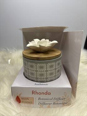 Scentsationals 843283124199 Rhonda Botanical Diffuser Essential Oils Gray With Flower New