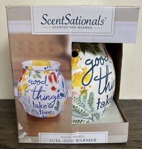 Sc-926 Scentsationals Full Size Electric Wax Warmer Melter Good Things Take Time New