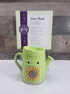 000123 Scentsy Green Thumb Watering Can Sun Flower Full Size Wax Warmer With Box