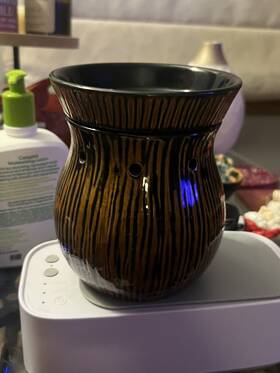 1100-dsw-zing Scentsy Premium Warmer Zingana Retired Brown Black Stripes Tribal Rustic