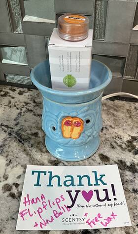 1102-23209 Scentsy Wax Warmer Hana Flipflops Blue Beach Tropical Pumpkin And 25 W Bulb